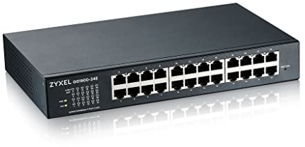 Zyxel 24-porte Gigabit Switch | Gestione Smart | Montaggio in rack/da tavolo e senza ventola | VLAN, IGMP, QoS | Garanzia a vita [GS1900-24E]