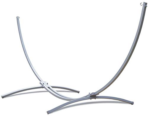 Potenza Supporto per Amaca in Acciaio 320 cm I Struttura Resistente Fino a 120 kg, Antiruggine, per Una Persone, Ideale per Giardino, Terrazza I Telaio Universale per Amache (Grigio)
