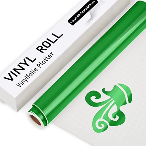 IModeur Vinylfolie Plotter Grün - 30.5cm x 244 cm Glänzend Grün Plotterfolie Vinyl für Silhouette Cameo, die meisten Schneidemaschine