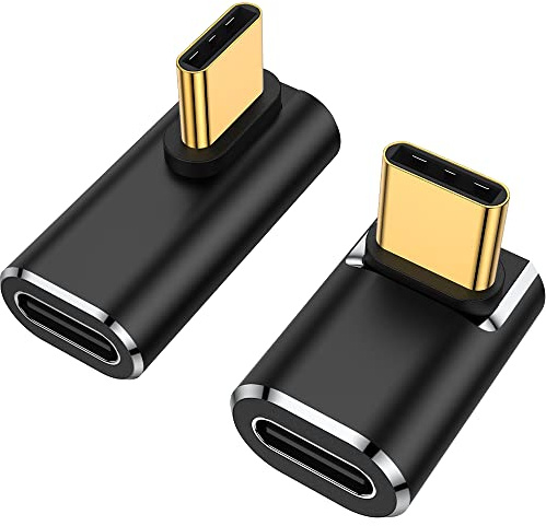 AuviPal BCLINK Adaptador USB C de ángulo Recto (Paquete de 2), Conector Extensor USB C Macho a USB C Hembra de 90 Grados para Steam Deck, Switch, MacBook Pro/Air y más Dispositivos Tipo C