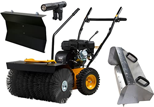 TEXAS Kehrmaschine Benzin 70cm Handy Sweep 710TGE E-Starter Set 3in1 Laubsammler Schneekehrmaschine Schneeschieber Schneeräumer mit Antrieb | 5,7PS | inkl. Schneeschild, Sammelbehälter und LED-Licht