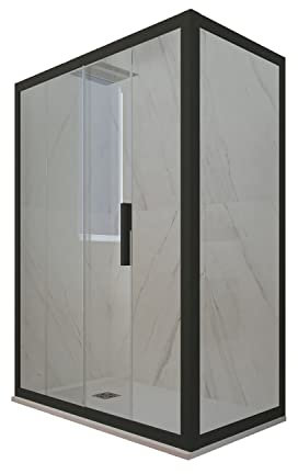 Box doccia scorrevole 70x120 CM H 200 Vetro Trasparente Profilo Nero Matt mod. Deco Duo