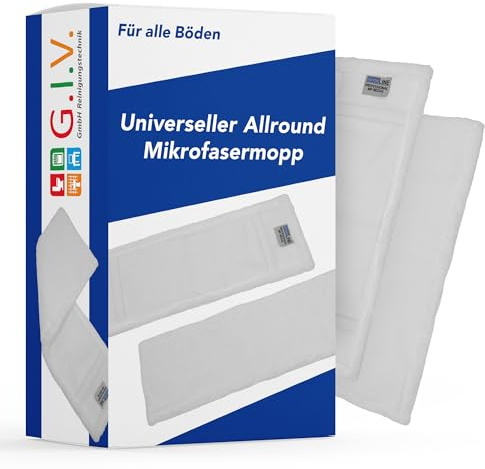 G.I.V. - Reinigungstechnik Microfasermopp Wischbezug weiß, 40cm - Ersatzbezug für Bodenwischer - Wischmopp Bezug für alle gängigen Klapphalter - Trocken & Nass Reinigung - Bodenreinigung (20x)