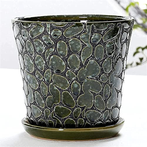 GImLY Atmungsaktive Retro-kreative Landschaftstopf-Keramik-Blumentöpfe Landschaftstopf-chinesischer Bonsai-Blumentopf mit Drainagelöchern, Blumen, Grünpflanzen-Behälter-Pflanztöpfe