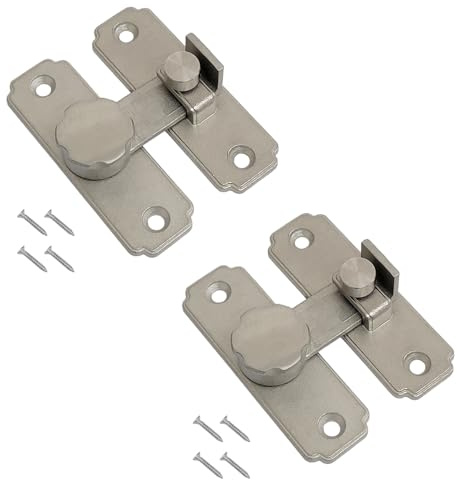 2 chiavistelli a scatto per cancello in acciaio inox 304, chiusura di sicurezza per porta di fienile (180 gradi, argento)