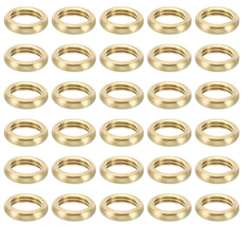 PATIKIL M10x1 Laiton Rond Contre-écrou, 30 Paquet Plat Roue Anneau Serrure Écrou Lisse Surface Décoratif pour Meubles et Lumière, 3mm Hauteur