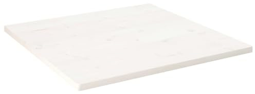 BaraSh Tischplatte Weiß 80x80x2,5 cm Massivholz Kiefer Quadratisch Baumkantentisch KüChenarbeitsplatte
