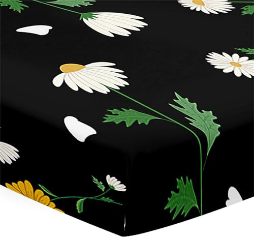 Morbuy Babybett Spannbettlaken, Pastoraler Stil Weiche Spannbettlaken, Mikrofaser Spannbettlaken für Kinderbett, Stubenwagen Bezug Kinderwagen Matratzenbezug für Neugeborenes (Schwarz,140x70cm)