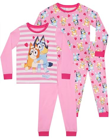 Bluey Pyjamas 2-Pack | Bingo Flickpyjamas | Flickpyjamas Set | Pack Med 2 Flickpajamas | Rosa 98