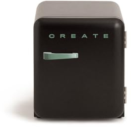 CREATE / RETRO FRIDGE 50 SAGE/Frigorifero nero con maniglia verde salvia / 85W, minibar, un ripiano, design retro, 50 cm, due mensole, capacità di 48L, basso consumo, 50x44x49,8 cm