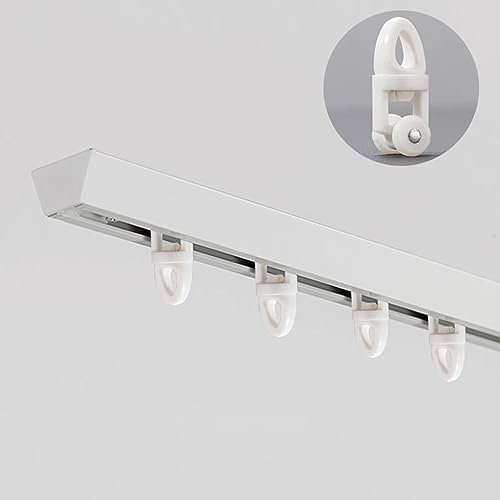 XAoSCd Deckenraumschiene Mit Haken, 6 10 12 14 16 20 24 Fuß Vorhangschiene, Krankenhaus-Aluminium-Einzelschiene Für Duschräume/Kliniken/Pavillon,White-19ft/5.8m