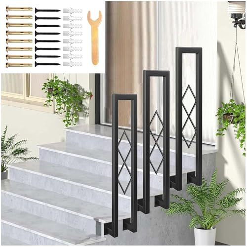 SCGSJZH Rampe d'escalier Intérieur, Main courante Antidérapante en Forme de U, Rambarde en Métal à Montage Latéral pour Couloirs, Lofts, Jardin, Clôture Décorative avec Motif Diamant (100cm)