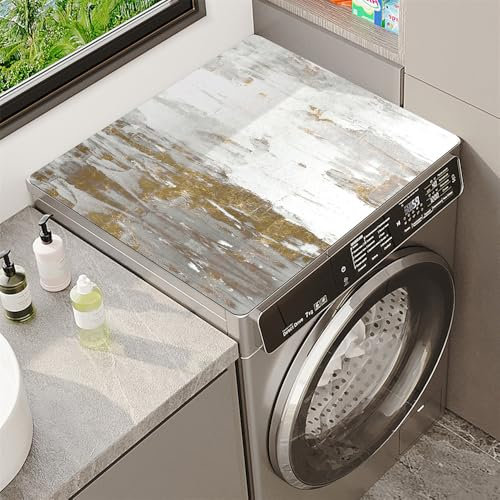 Highdi Rétro Coloré Housse de Protection pour Machine à Laver Top, Coussin de Machine à Laver Antidérapant Housse de Machine à Laver pour Machine à Laver Ou Sèche-Linge (Gris,50x60cm)