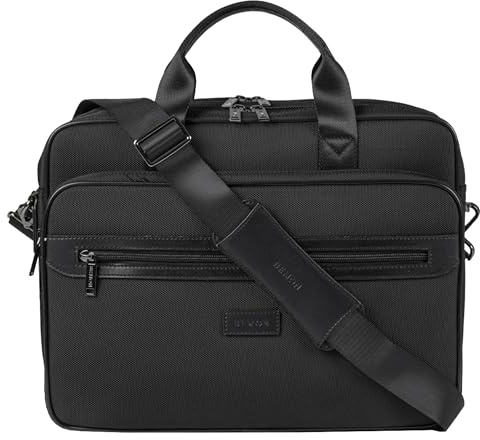 BEMON Laptoptasche 15,6 Zoll 2 Fächer, Dokumententasche aus Nylon für Herren, Mario, 30 x 40 x 11 cm, Schwarz