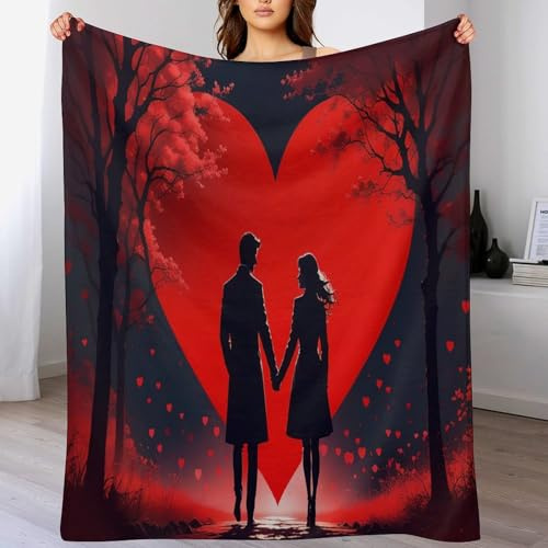 Decke Romantisches Paar Decke, Warme Flannel Fleecedecke Als Sofadecke, Couchdecke, Sofaüberwurf Und Bettdecke, Weiche Wohndecke Für Couch Und Sofa （180×200cm）
