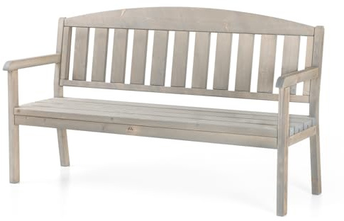 AMATA UNGURS Dreisitzbank Classic Design Holz Gartenmöbel Grau