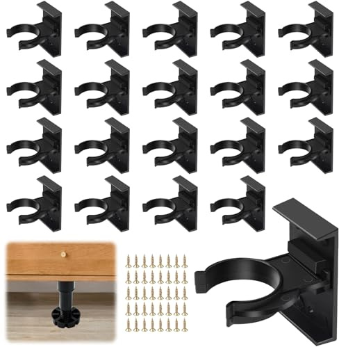 20 Stück Sockelleisten Clips,Einstellbare Sockel Clips mit 40 Schrauben | Sockelleiste Küche Sockelblendenhalter Robust Stabil Möbelbein-Clip,Kickboard Halterungen für 25-30mm Durchmesser