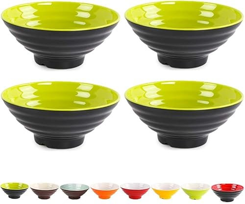 Tazones de Sopa de Fideos Ramen japoneses de 1600 ml (56 onzas) de plástico Duro tamaño A5, Juego de 4 tazones para Ramen, Fideos asiáticos, pho, Udon, tailandeses, Cereales.