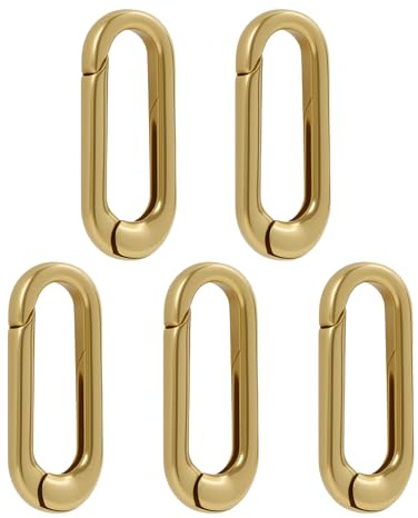 5 mosquetones dorados redondos de primavera, 18x7 mm, cierres ovalados de metal para joyería de bricolaje, cierre de collar y pulsera, mosquetón sólido para bolso