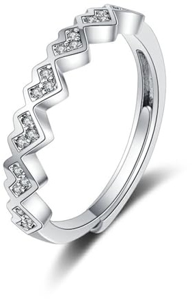 KnSam Weißgold Au750 Freundschaftsringe, Pärchen Ringe Herz mit Moissanit, 18K Partnerringe Echt Schmuck, Silber, 49 (15.6)
