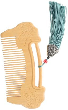 GALPADA Fine Tooth Handmade Boxwood Comb Ruyi Lock Carving Scalp Massage Hair Care Pocket Wooden Beard Hair Comb for Women and Men Natural Material