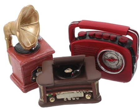 VICASKY Miniatura Grammofono in materiale sintetico Vintage Decorativa Soprammobile Retrò Compatto per Casa Ufficio e Sala Musica con Giradischi Radio e Fonografo