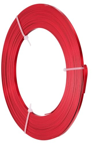 PATIKIL 20 AWG 3,5 mm bred aluminium platt tråd 33 fot 1 rulle böjlig anodiserad aluminiumtråd brett pärlmaterial för smyckestillverkning harts bezel ram lysande röd