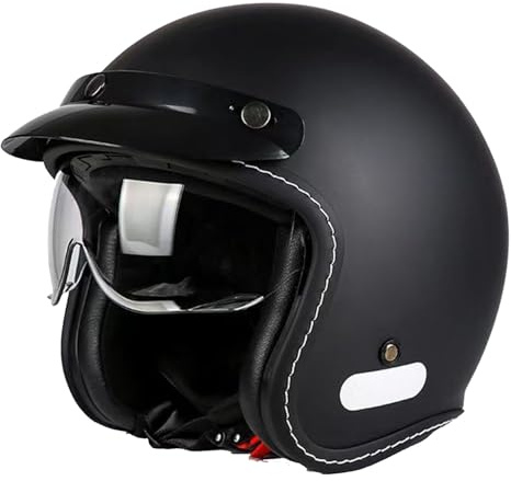 Aperto Casco Moto Retrò Casco Mezzo de Motociclista DOTECE Omologato Caschi Jet E Demi-Jet Moto Uomo E Da Donna Elmetto Scodella Con Visiera Caschi Cromwell Fodera Rimovibile C,M:57-58CM