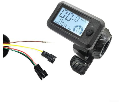 Pantalla LCD eléctrica para bicicleta con acelerador de pulgar, velocímetro E Scooter que muestra el nivel de batería y odómetro, computadora de ciclo de 24-72 V para sistemas de 6/8 pines, negro (8