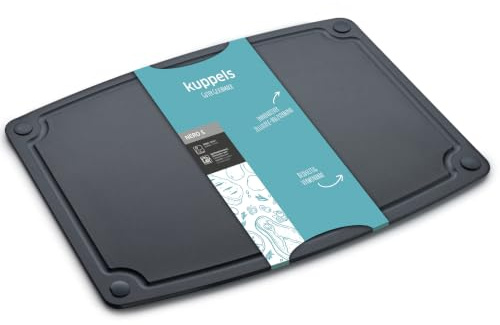 Kuppels NERO Schneidebrett aus Holzfaser, 29,8x21,5 cm, Schwarz | Wendbar, mit Silikonfüßen, messerschonend, spülmaschinenfest, BPA-frei, aus Zellulose