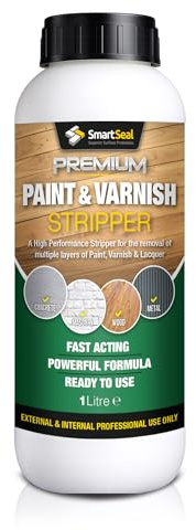 SmartSeal Paint & Varnish Stripper - 1L - Heavy Duty Paint Stripper & Varnish Remover for Wood, Metal, Concrete & Stone. Fast Acting, Easy to Use Solvent Remover for Internal & External Use