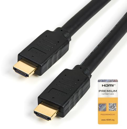 StarTech Câble HDMI 2.0 Certifié avec Ethernet 5m, 4K 60Hz, HDR10, Noir | Haute vitesse, Connecteurs mâle/mâle, Cordon UHD, Pour écran, TV, moniteur, projecteur, ARC