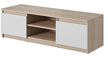 Selsey Permys - Fernsehschrank/TV-Lowboard in Matt 120cm (Sonoma Eiche/Weiß Matt, ohne LED)