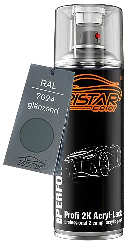 TRISTARcolor RAL 7024 Graphitgrau glänzend 2K-Acryl-Lack Spraydose | Sprühdose 400 ml, schnelltrocknend