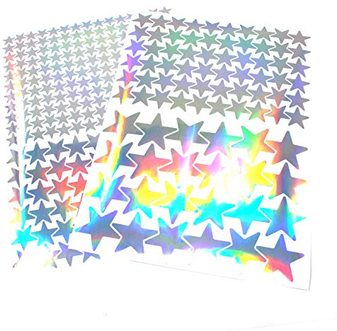 309 Sterne Aufkleber Set Sticker Deko Folie selbstklebend Glitter Hologramm Oilslick Bastelmaterial zum Basteln (Hologramm K016)