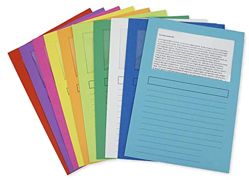 TimeTEX Set Dokumenten-Hüllen aus Pappe A4-Plus - 10 Stück, farbig - in 10 verschiedenen Farben - mit Sichtfenster und Beschriftungszeilen - 10330