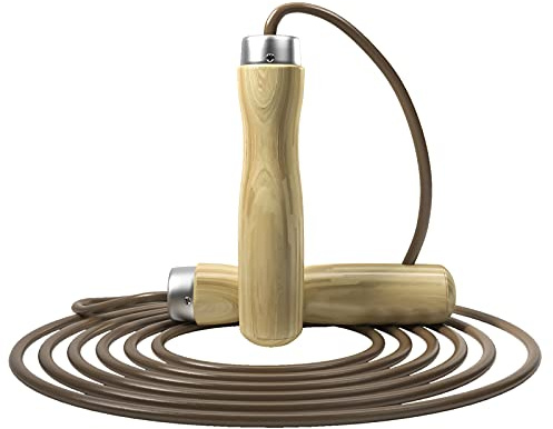 Athletics Gear Springseil aus reinem Holz und Premium-Leder für Fitness-Frauen (Griff aus Naturholz)