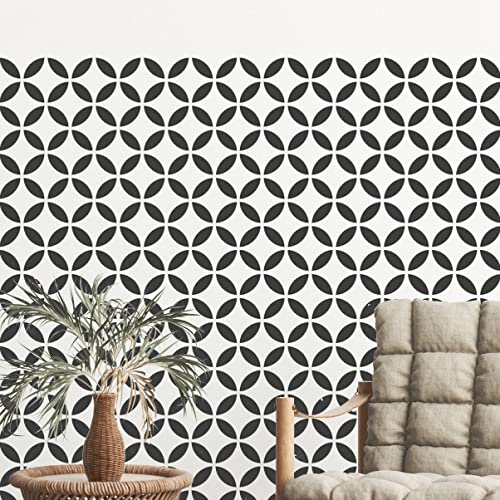 2 x Faux Tile Stencils - Paint Tile Effect on Floors Walls Furniture - Tsunagi_Tile 12 (304mm) Multi 6-Tile