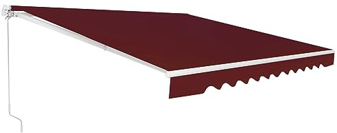COSTWAY Tenda da Sole per Esterno Avvolgibile 3,6 x 3 M, Tenda da Sole a Bracci Estensibili con Telaio in Alluminio, Tettuccio Resistente al Sole e Impermeabile e Manovella (3,6 x 3 M, Rosso)