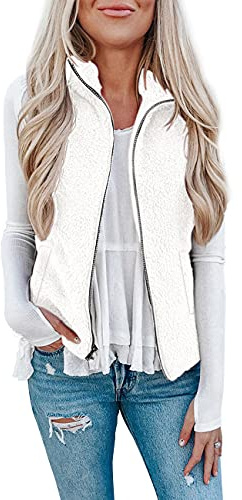 Rapbin Teddy Fleece Weste Damen Herbst Winter Warm Westen Leicht Damenweste | Teddy Fleece Weste Damen,Herbst Winter Warm Ärmellos Westen Pelzjacke & Leicht Casual Einfarbig Damenweste Herbstmantel