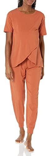 Amazon Essentials Pigiama in Cotone per maternità e Allattamento Donna, Terracotta, XXS