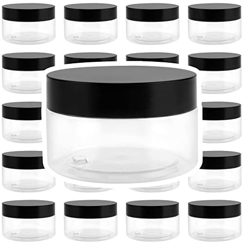 JOIKIT 24 Pack 100ml Clear Plastic Jars with Lids, Wide Mouth Plastic Storage Container Jars with Lids for DIY Arts Crafts, Beads, Spices, Nuts