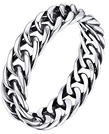 Silvora Anello in Stile Minimalismo Anello Unisex a Catena Cubana Anello Spighe di Grano in Argento Sterling Vero S925 Antiallergico Anelli di Coppia Matrimonio Fidanzamento