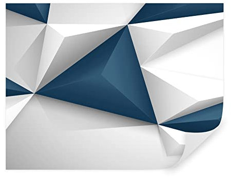 Tapeko Papier Peint 3D Panoramique 260x180 cm style 3D Formes Géométriques Bleu Avec du Blanc Papier Peint intissé pour Chambre Salon Personnalisé Décoration Murale u36343