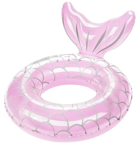 HeySplash Gonfiabile Galleggiante Anello da Nuoto Forma di Coda di Sirena, Anello da Nuoto in PVC con Valvola Gonfiabile, 70 CM, per Adulti e Bambini Estate Festa Mare Piscina Giochi Sapiaggia, Rosa