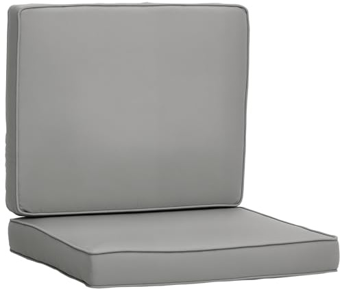 Outsunny Coussins pour Chaise Fauteuil de Jardin Coussins d'assise de Dossier déhoussables Grand Confort Coussins matelassé rembourré Mousse Tissu Polyester Gris Clair