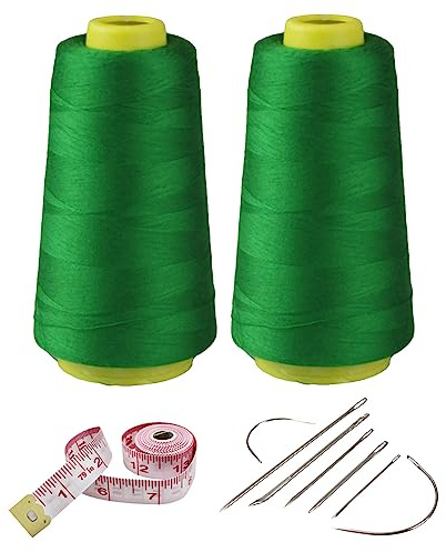 Kit di 2 bobine di filo da cucito in poliestere color smeraldo, 2774 m per bobina, 40s/2 fili di collegamento multiuso per macchina da cucire e lavori di riparazione manuale