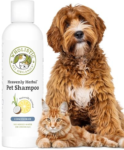 Wholistic Pet Organics Pet Shampoo Concentrate: Heavenly Herbal Organic Dog Shampoo and Conditioner - All Natural Puppy and Cat Shampoo for Dry, Itchy Skin, Allergies, Dandruff (2.0, Ounces)