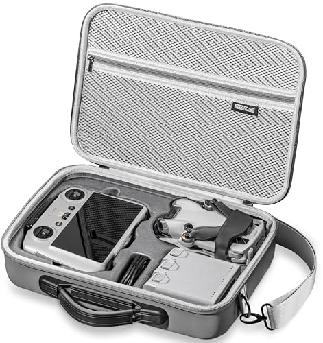 STARTRC Bärväska för dji Mini 4 Pro tillbehör, bärbar resväska för Mini 4 Pro Fly More Combo (för RC 2 styrenhet) drönare axelväska, GRÅ, Resväska set