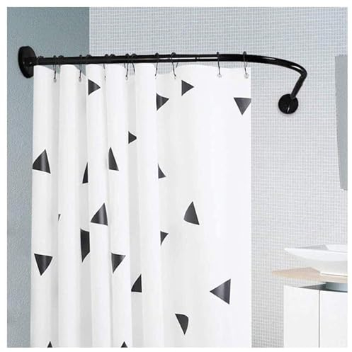 Duschvorhangstange Ohne Bohren Viertelkreis,Duschstange Schwarz Edelstahl L Form,Gebogene Teleskopstange Edelstahl,für Badezimmer Dusche Badewanne Umkleidekabi(Size:C 90-130X90-130cm,Color:Schwarz)